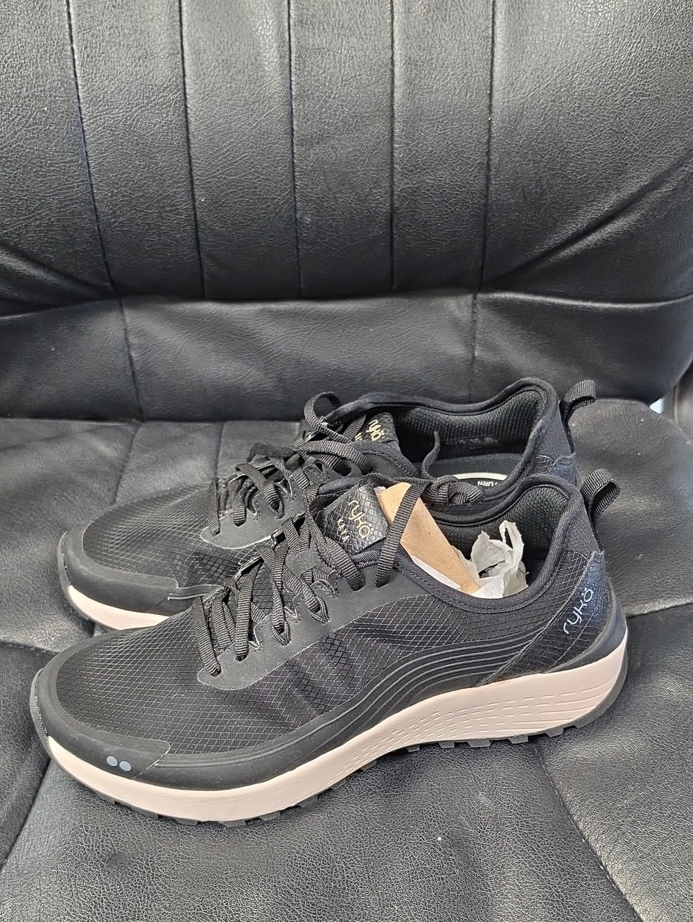Ryka Black Athletic Walking Sneakers with Cream Sole
